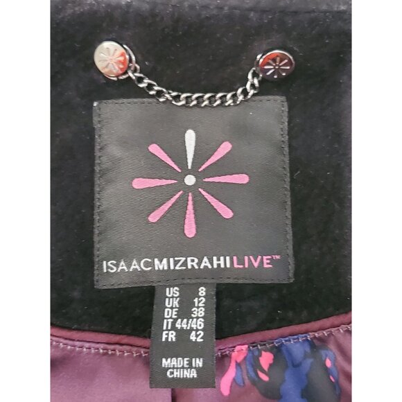 Isaac Mizrahi Women's Black Suede Leather Motorcycle Jacket  Size 8 627 - Picture 8 of 13